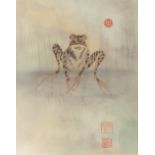 UNATTRIBUTED (TWENTIETH CENTURY CHINESE SCHOOL) WATERCOLOUR DRAWING Frog Three red stamped seal