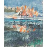 TOM SPIBEY MIXED MEDIA ON BOARD 'Landscape' Signed, inscribed verso 6" x 5" (15.2 x 12.7cm)