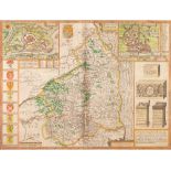 JOHN SPEED (1610) ENGRAVED AND HAND COLOURED COUNTY MAP of Northumerland Published by Sudbury and