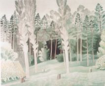 AFTER ERIC RAVILIOUS LIMITED EDITION REPRODUCTION COLOUR PRINT 'Lombardy Poplars' Numbered 117/