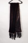 LADY'S DARK BROWN MINK LONG STOLE with fur tails to each end