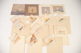 S. MILOSA FOURTEEN UNFRAMED EARLY TWENTIETH MINIATURE WATERCOLOUR DRAWINGS, EACH FEATURING A SHIP OF