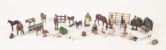 SELCTION OF MAINLY BRITAINS LEAD FARM ANIMALS FIGURES AND ACCESSORIES to include; farm and wife