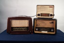 1950s BUSH BAKELITE CASED RADIO, together with a 1950s COSSOR SIMULATED WOOD GRAIN BAKELITE CASED