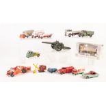 MIXED SELECTION OF PLAYWORN CIRCA 1950's AND LATER DIE CAST TOY VEHICLES includes; Dinky Toys petrol