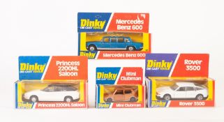 THREE DINKY-DIE CAST TOYS VIRTUALLY MINT AND BOXED SALOON CARS, viz 1243 Princess 2200 HL Saloon,