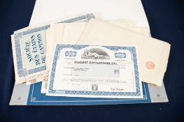 UNION BANK OF SWITZERLAND 1981 CALENDAR with 6 tipped-in genuine SHARE CERTIFICATES and