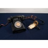 G.P.O. VINTAGE BLACK BAKELITE TELEPHONE HANDSET WITH DIAL, numbered 332F and a CHILTON AIRCRAFT