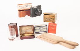 MINOR COLLECTABLES, MIXED LOT, including: V.P. TWIN BAKELITE CASED ROLL FILM CAMERA, GLASS TUMBLER