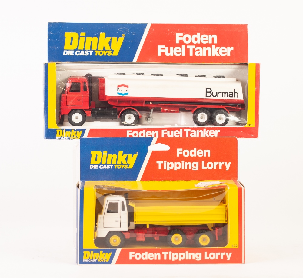 DINKY-DIE CAST TOYS MINT AND BOXED FODEN FUEL TANKER BURMAK, NO. 95, window box good and DITTO FODEN