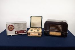 COSSOR 1940s BAKELITE RADIO, a small 1940s VIDOR PORTABLE RADIO and a 1960s EKCO GREY PLASTIC