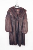 LADY'S MINK DYED MUSQUASH BROWN FULL-LENGTH FUR COAT