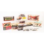 TEN BOXED DIE CAST CLASSIC AND VINTAGE VEHICLES, mainly in hard plastic boxes with bases and FOUR