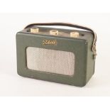 ROBERTS RADIO COMPANY MODEL R200 EARLY PORTABLE TRANSISTOR RADIO, green and cream fabric case, the