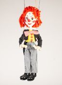 BOXED PELHAM PUPPET OF A RED HAIRED CLOWN, in yellow and pictorial box, fair and TWO UNBOXED DITTO