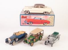 MINT AND BOXED JAPANESE TINPLATE AND PLASTIC MODEL OF A 1950's BUICK SEDAN CAR, brown and cream,