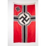 GERMAN-THIRD REICH 'RICHSKREIGSFLG' FABRIC FLAG, with black and white cruciform centred with a