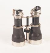 PAIR OF EARLY TWENTIETH CENTURY FIELD BINOCULARS, the black enamel extending tube inscribed 'Scots