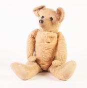 CIRCA 1920's/30's GOLDEN PLUSH TEDDY BEAR, in well loved condition having articulated limbs and head