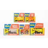 SIX DINKY-DIE CAST TOYS VIRTUALLY MINT AND BOXED COMMERCIAL VEHICLES viz 380 Convoy Skip wagon,