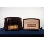 LATE 1930s/40s GEC STYLISHLY BAKELITE CASED RADIO, together with a 1950s HMV bakelite radio (2)