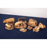 NINE BORDER FINE ARTS, SCOTLAND, HAND MADE RESIN MODELS OF PIGS, depicting groups or single pigs