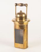 GOOD QUALITY EARLY TWENTIETH CENTURY CYLINDRICAL FORM BRASS OIL LAMP, stamped G & S. on the fold