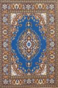 FOUR FINELY MACHINE WOVEN TURKISH SILKWORK SAMPLER/MINIATURES OF INTRICATE RUG OR CARPET DESIGNS,