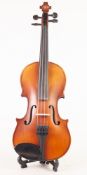 'ALLIERI' MODERN 1/2 SIZE VIOLIN with two piece 12 1/16" (30.6cm) back in BLACK FABRIC CASE with BOW