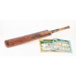 'WALLY HAMMOND' WILLOW CRICKET BAT, handle grip a/f, together with TWO 'CLASSIC' CIGARETTE CARD