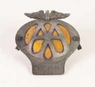 VINTAGE CHROMIUM PLATED A.A. BADGE, with original retaining bolts and numbered 0458505, used