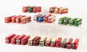 TWENTY FIVE EFE UNBOXED DIE-CAST MODELS OF DOUBLE DECKER BUSSES, various liveries and advertising