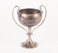 EARLY TWENTIETH CENTURY HALLMARKED SILVER PRESENTATION TWO HANDLED TROPHY CUP, for the 'Marple Urban