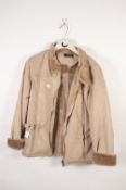 LADY'S LIGHT BROWN LEATHER BOMBER JACKET, with pleated zip front, round collar, Zara Basic, Ch