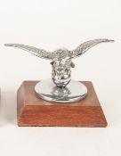 CHROMIUM PLATED CAR MASCOT, s bird in flight, designed by A & E Lejeune for Desmo, mounted on a