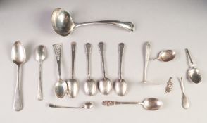 GEORGE V SILVER SAUCE LADLE, Sheffield 1920, maker's mark: HA, together with a SET OF SIX COFFEE