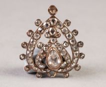 PROBABLY RUSSIAN EARLY NINETEENTH CENTURY GOLD AND OLD CUT DIAMOND HEART SHAPED OPENWORK PENDANT,