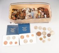 SELECTION OF G.B. AND WORLD COINAGE, MAINLY MID TWENTIETH CENTURY but including; GERMAN SILVER RUPLE