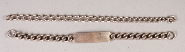 GENTS SILVER CURB PATTERN IDENTITY BRACELET, London 1978 and a SILVER BRACELET with graduated curb