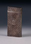 WILLIAM IV SILVER CIGAR CASE, rectangular with a hinged lid to one narrow end; the back and front