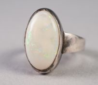 SILVER RING COLLET SET WITH AN OVAL OPAL