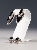 TWO PAIRS OF MARCASITE AND BLACK ONYX ART DECO CLIP EARRINGS (4)