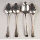 GEORGE III SET OF FOUR EARLY ENGLISH PATTERN SILVER DESSERT SPOONS BY PETER & WILLIAM BATEMAN,