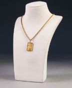 22ct GOLD ROPE PATTERN NECKLACE, 18" (45.7cm) long, 11gms and the RECTANGULAR PENDANT embossed