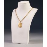 22ct GOLD ROPE PATTERN NECKLACE, 18" (45.7cm) long, 11gms and the RECTANGULAR PENDANT embossed