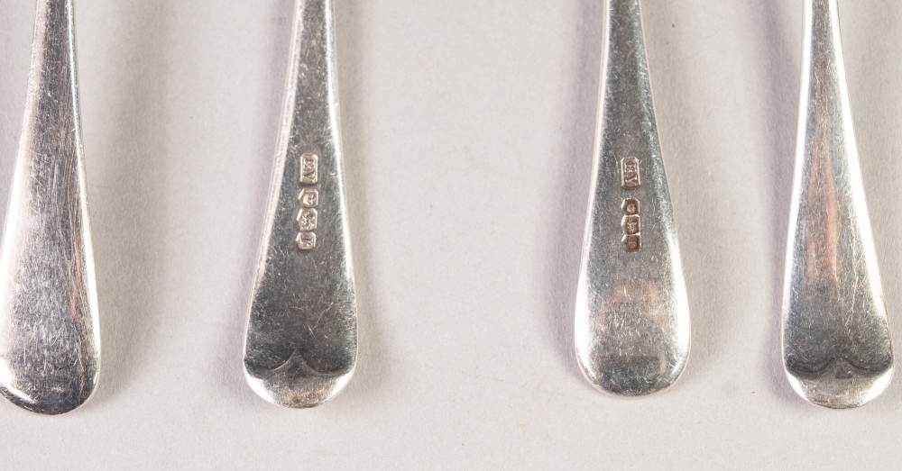 SET OF THREE SILVER DESSERT SPOONS AND 3 DESSERT FORKS of Early English pattern, makers Edward - Image 2 of 2