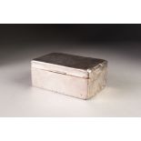 GEORGE V ENGINE TURNED SILVER CLAD TABLE CIGARETTE BOX, of typical form with hardwood lined