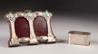 SILVER OBLONG NAPKIN RING, foliate scroll engraved and initialled, Chester 1926, and an ART
