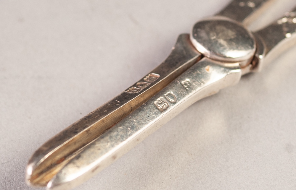 LATE VICTORIAN PAIR OF SILVER GRAPE SCISSORS, of typical form, with embossed floral handles, 6 ¼" ( - Image 2 of 2