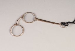 9ct GOLD LORGNETTE, the handle with ring top, 5 1/2" long, 34gms gross (marked 375)